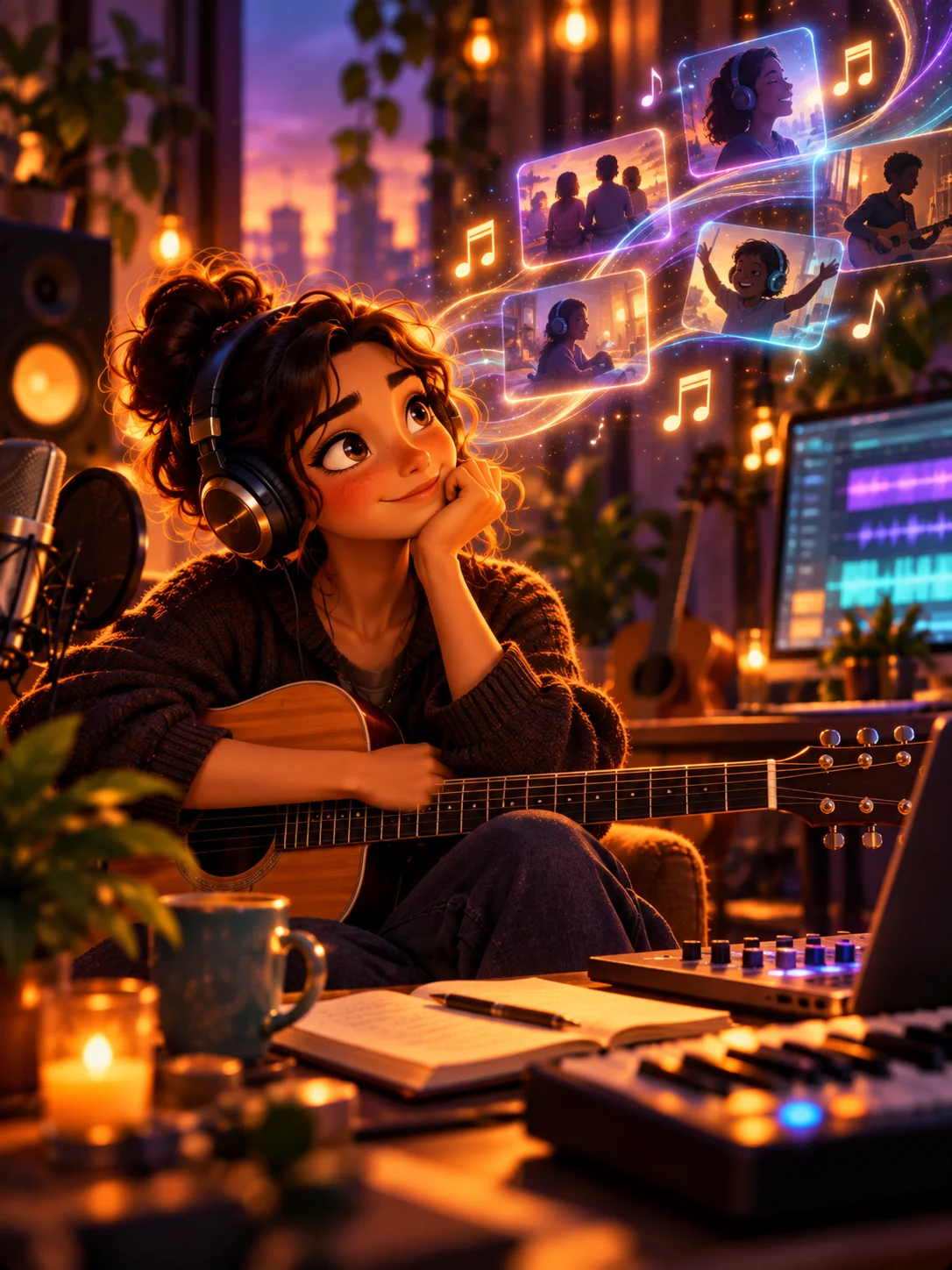 Stylized musician reflecting on creativity and the opportunities technology can provide